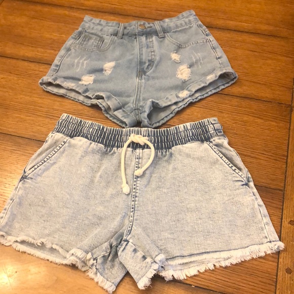 Lot of 2 pair blue Jean shorts SHEIN No Boundaries size 3 XXS distressed Junior - Picture 1 of 16